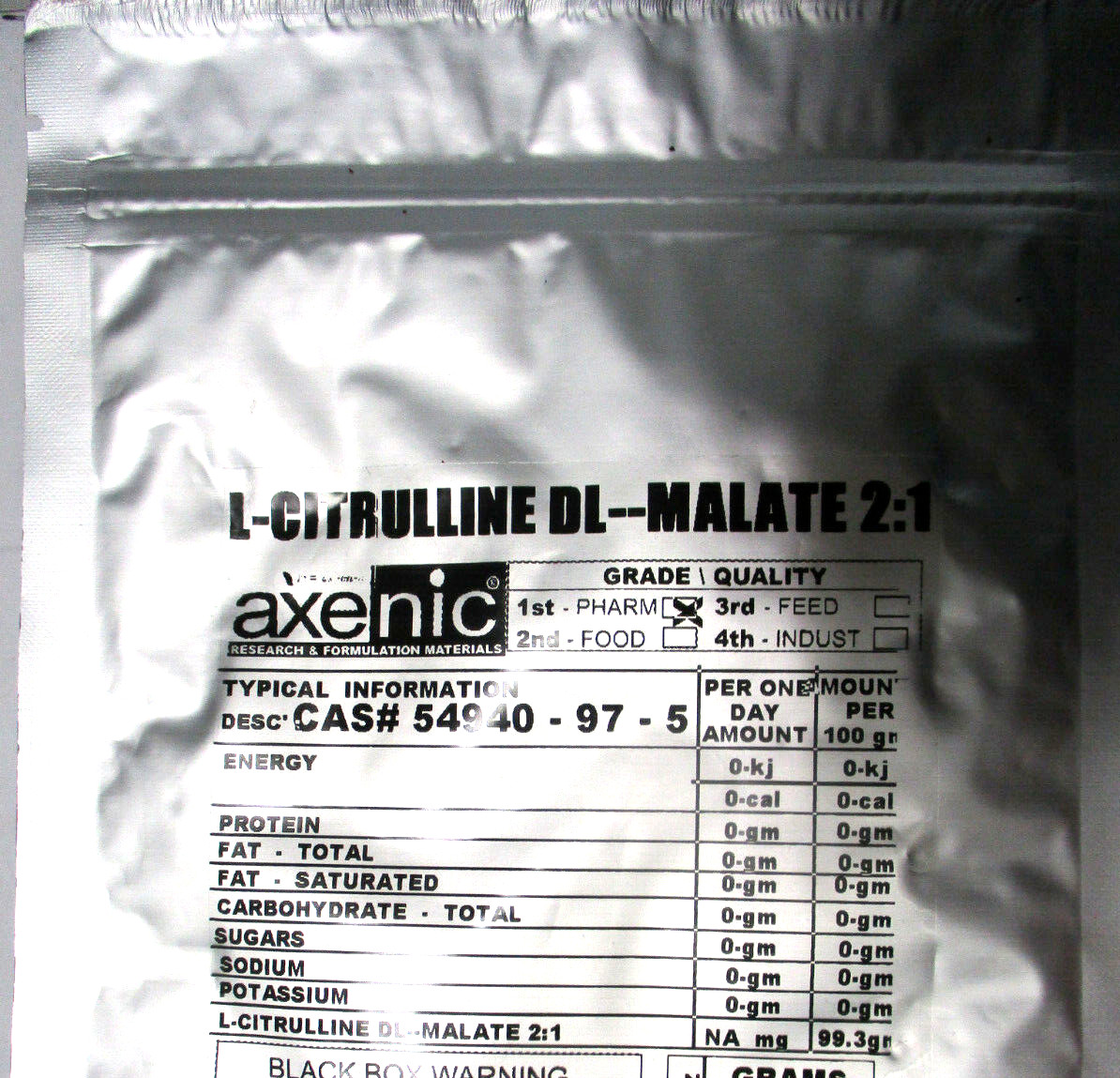 1kg (1000 Grams) L- Citrulline DL- Malate 2:1 Powder cas 54940-97-5