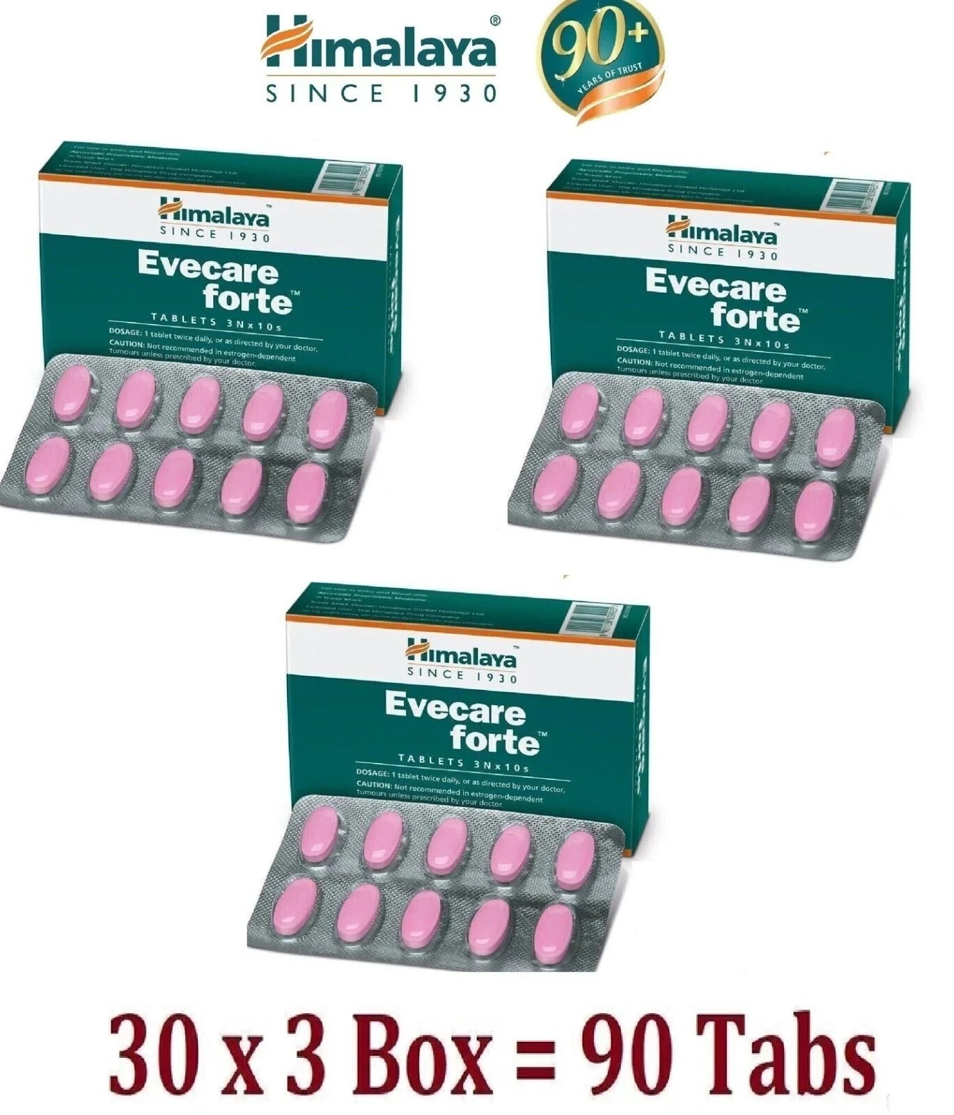 3 x Himalaya Evecare 90 Tabs For Women’s Health Pure Herbal Tablets Exp 2028