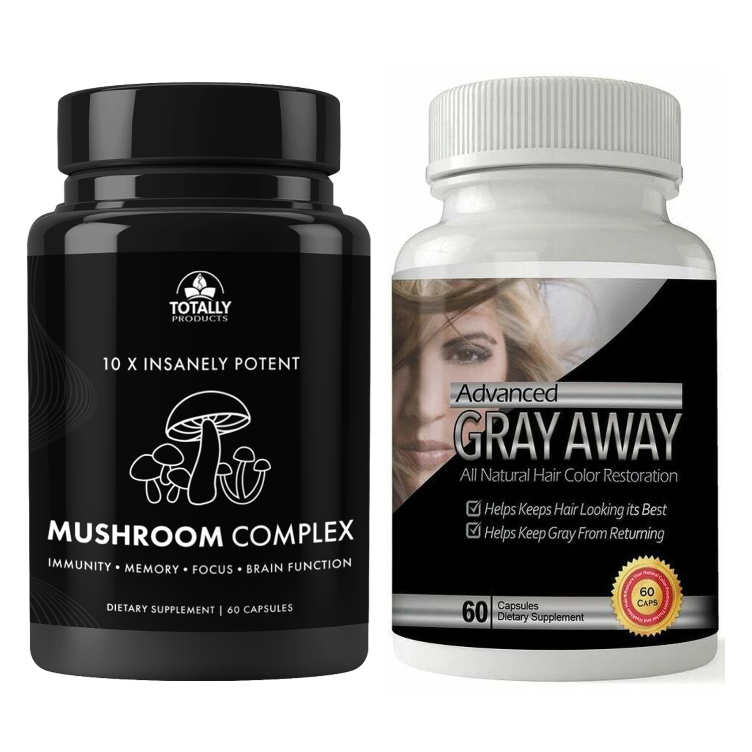 Mushroom Complex Immune Brain Function & Hair Color Restore Dietary Supplement