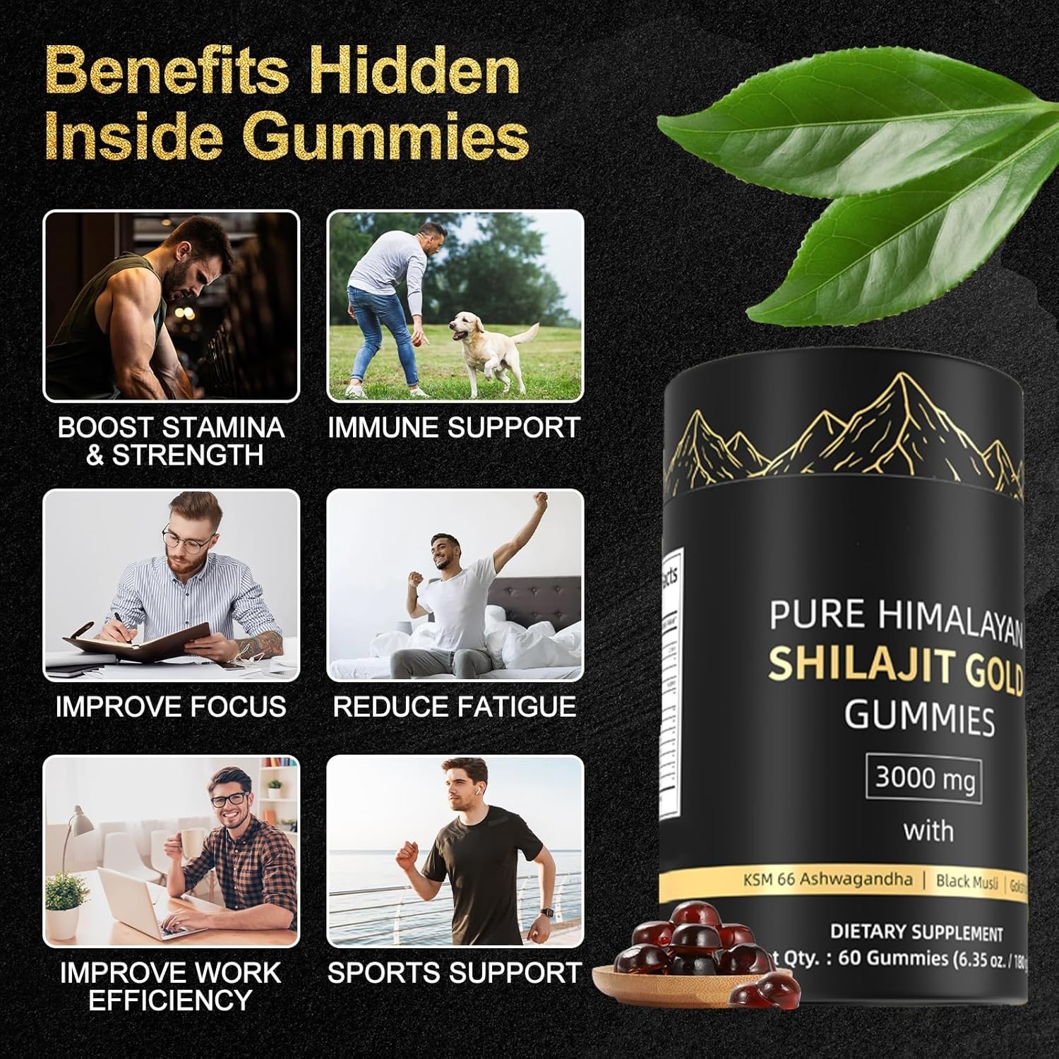 Shilajit Gummie, Himalayan Natural Shilajit Gummies, No Added Sugar with Ashwaga