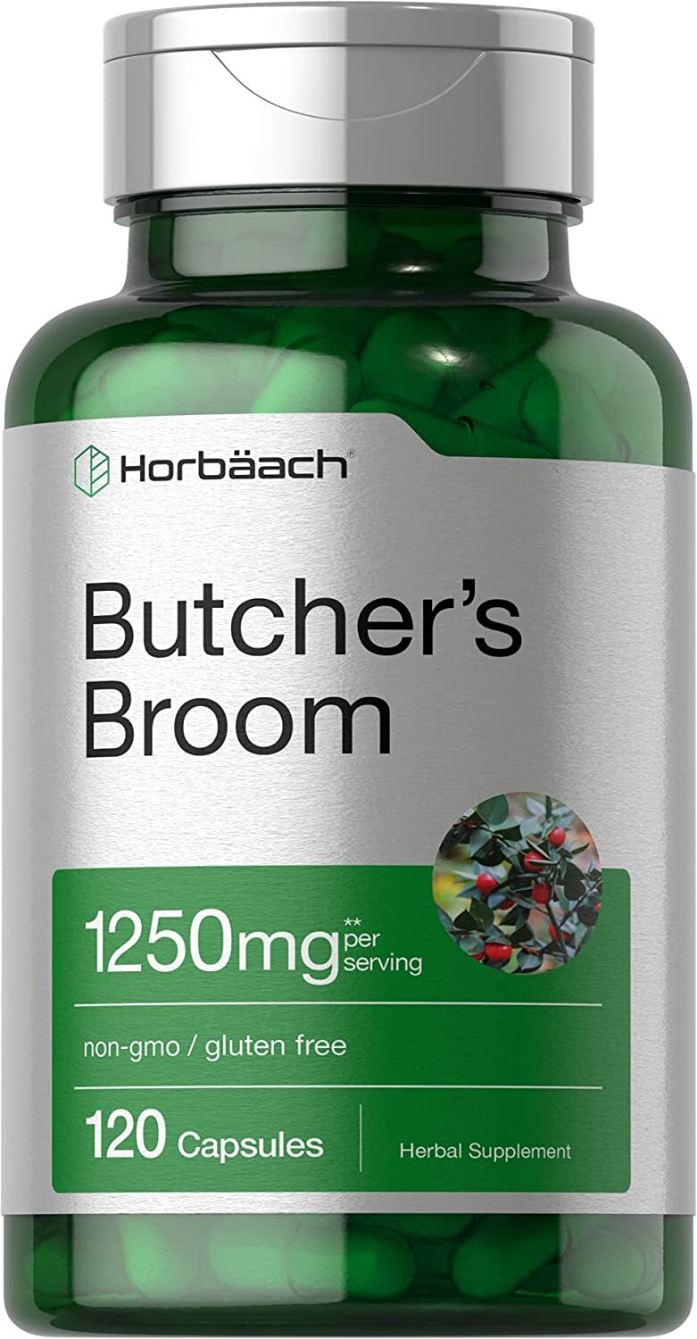 Butchers Broom Capsules 1250mg | 120 Count | Non-GMO, Gluten Free | by Horbaach