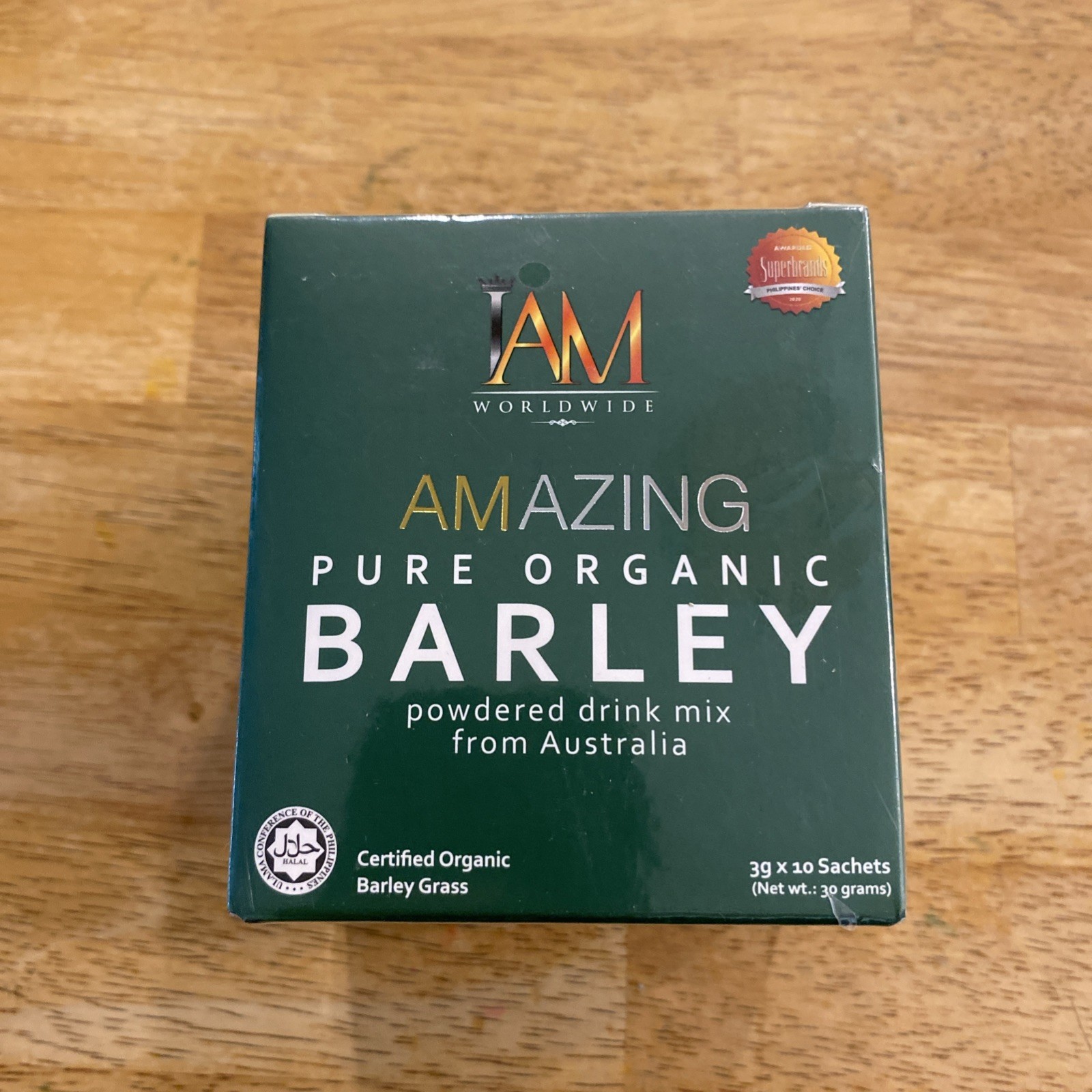 I Am Worldwide Amazing Pure Organic Barley For 1 Box of 10 Sachets exp date 8/25