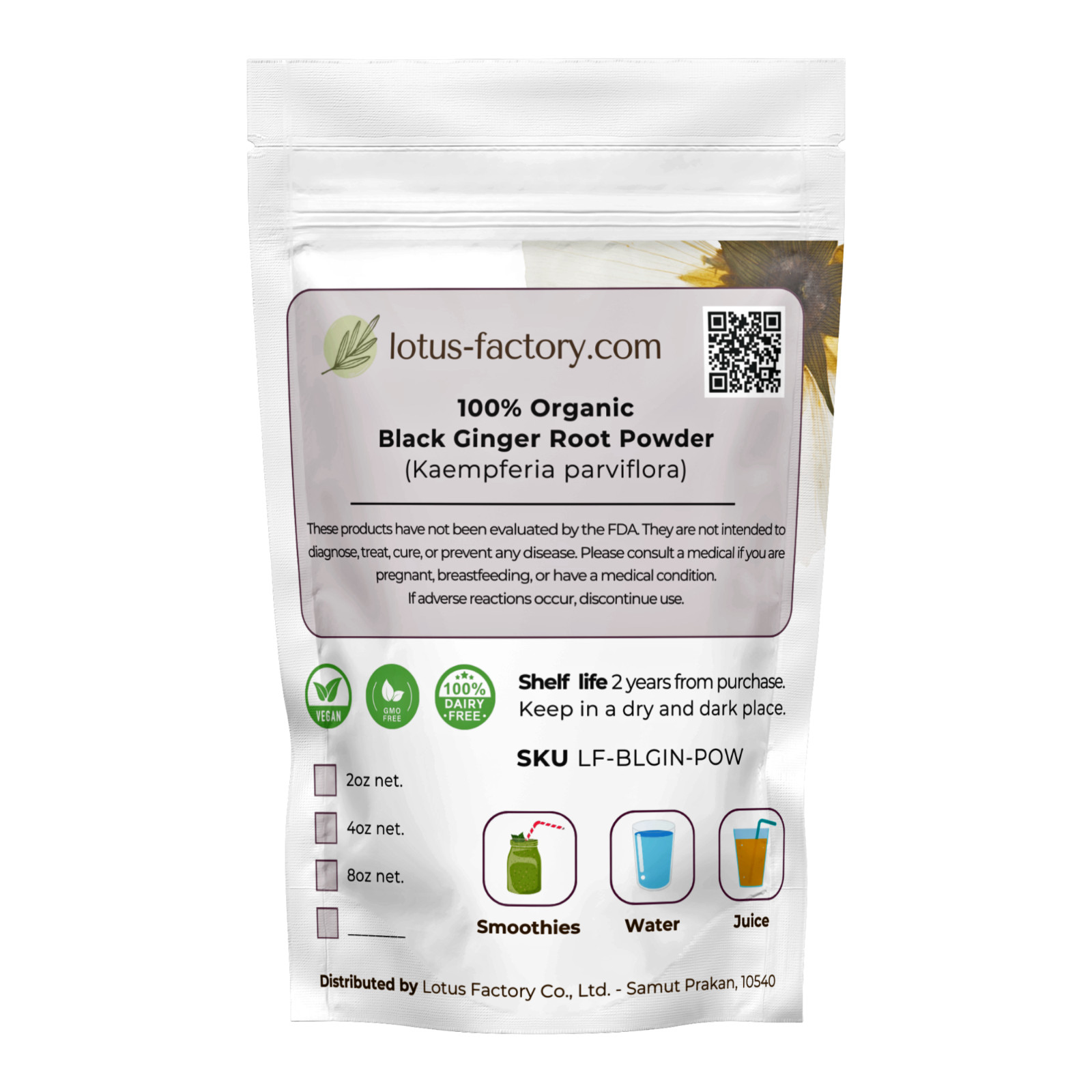 Organic Black Ginger Powder | 100% Natural Thai Kaempferia | Premium Superfood