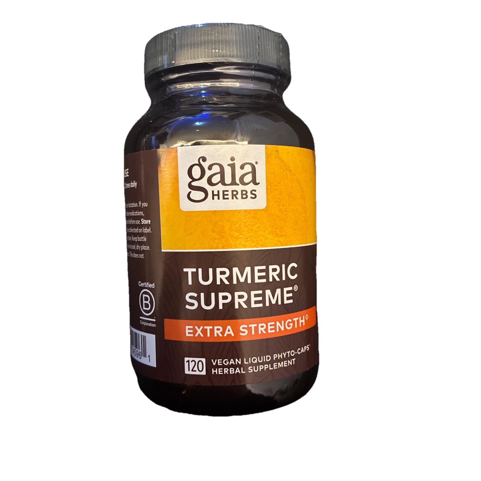 Gaia Turmeric Supreme Extra Strength, 120 Vegan Liquid Phyto-Caps Expires 06/27