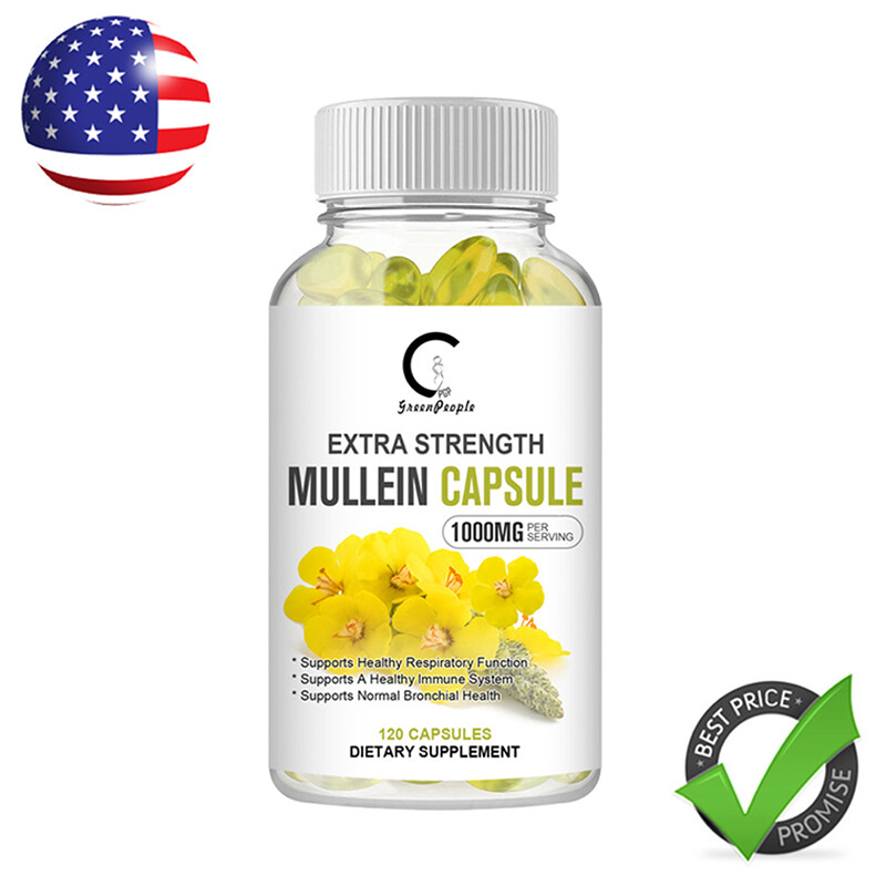 120Pcs Mullein Leaf Capsules 1000mg For Detox & Lung Cleansing Digestive Health