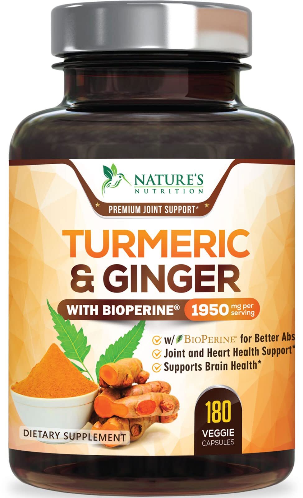 Turmeric Curcumin w/ Ginger & BioPerine Black Pepper – 1,950mg 95% Standardized