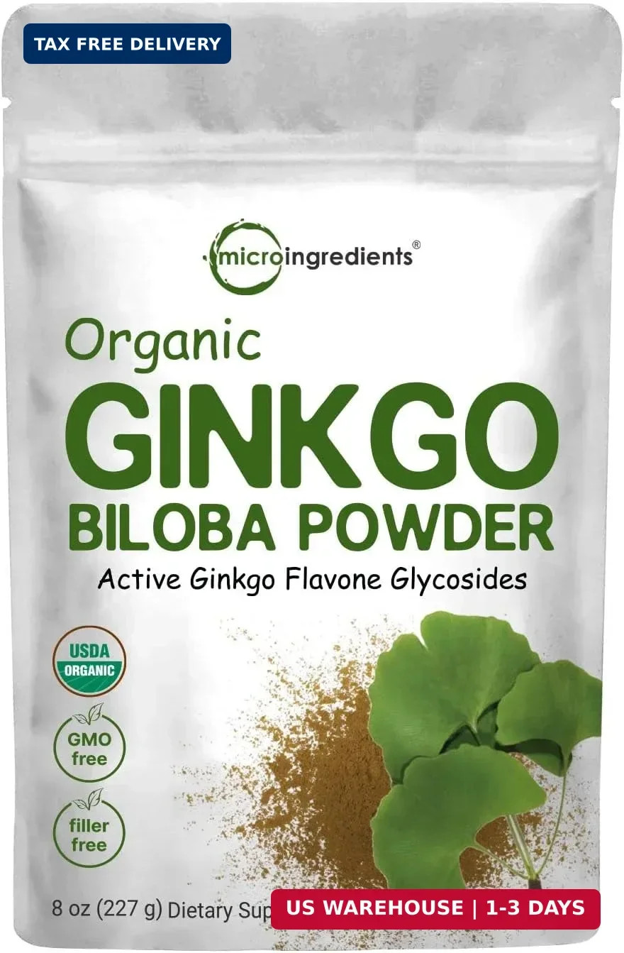 Micro Ingredients Organic Ginkgo Biloba Extract Powder, 8oz | Naturally Occurrin