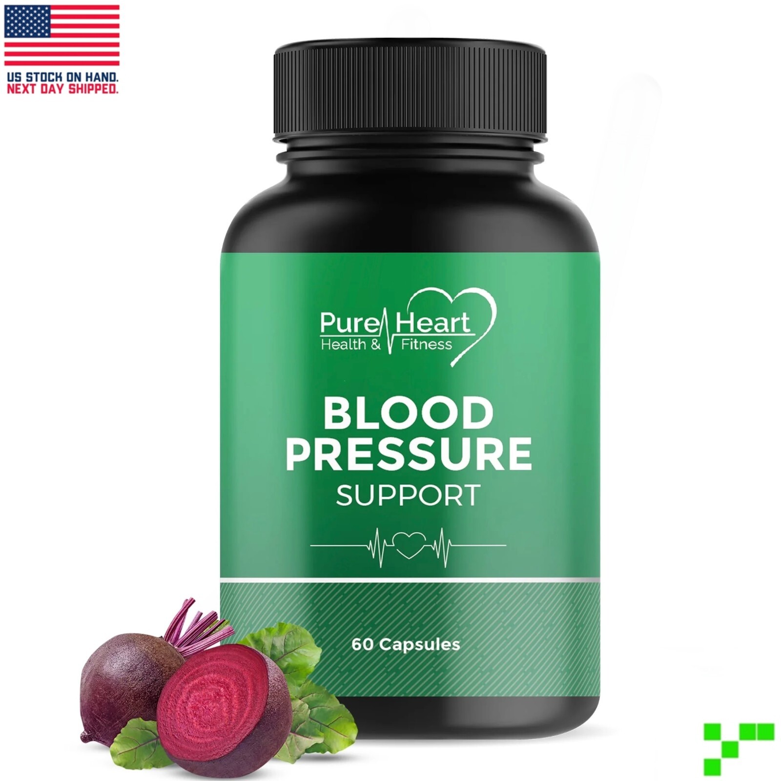 Pure Heart Blood Pressure Support Supplement Beet Root Extract & Magnesium 09/26