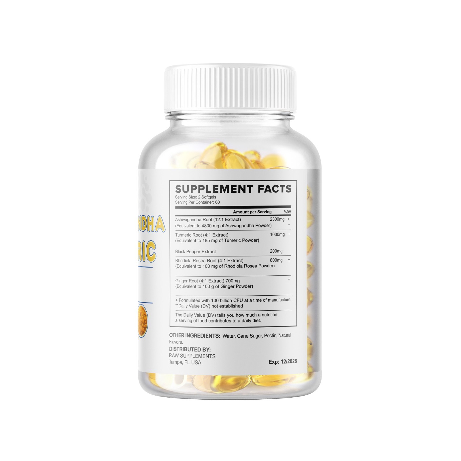 Organic Ashwagandha Capsules 5000mg Strong Stress & Adrenal Support 360 Softgels