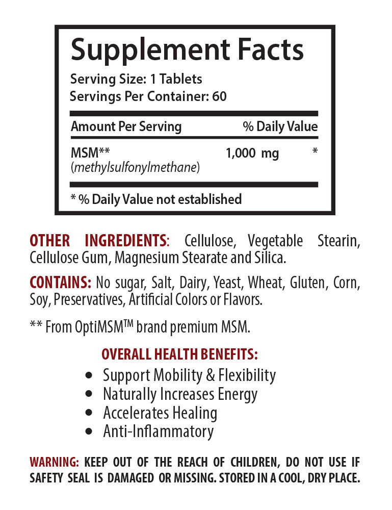 joint health – MSM (METHYLSULFONYLMETHANE) – msm joint formula 2B