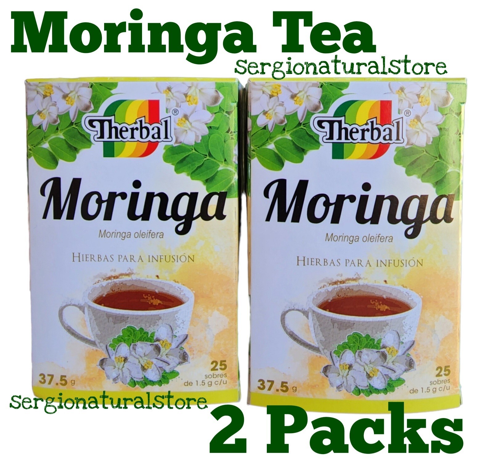 2 Packs TE MORINGA TEA 50 BAGS 2 grs each Therbal Brand Made in Mexico