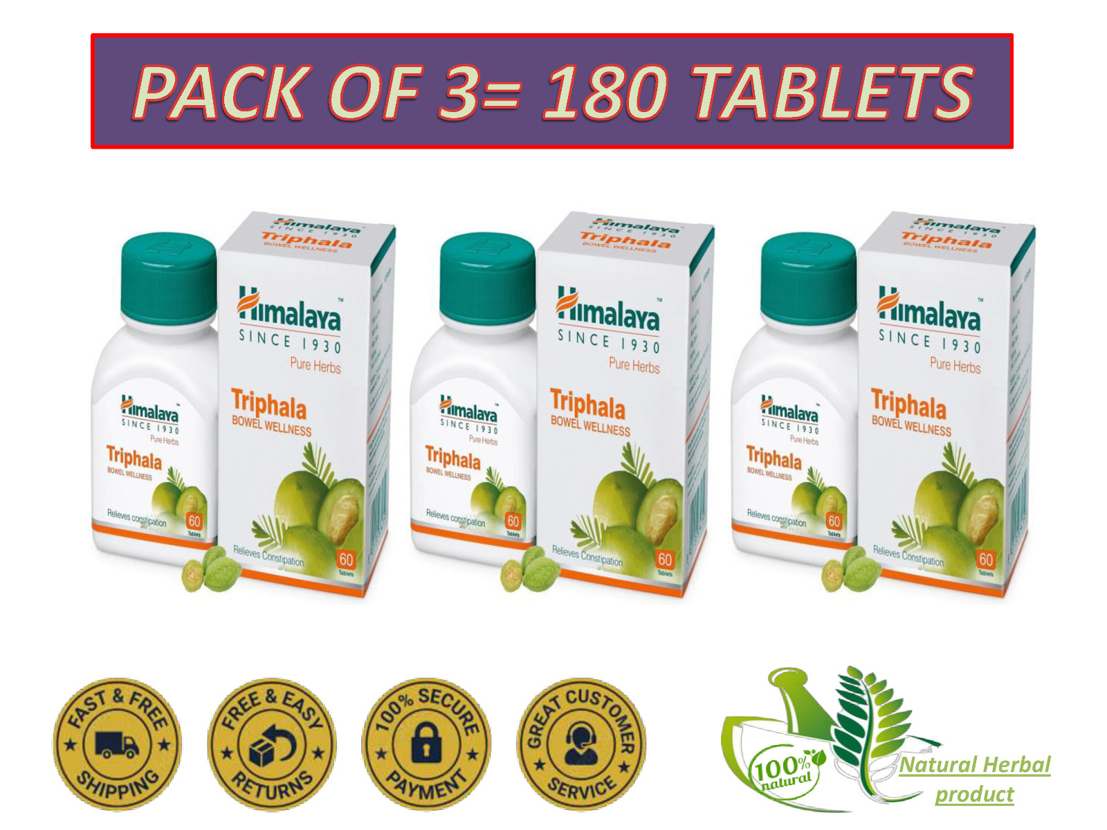 Triphala By Himalaya Bowel Wellness 60 Tablets Each Pack Exp-2027 | Fast Ship.