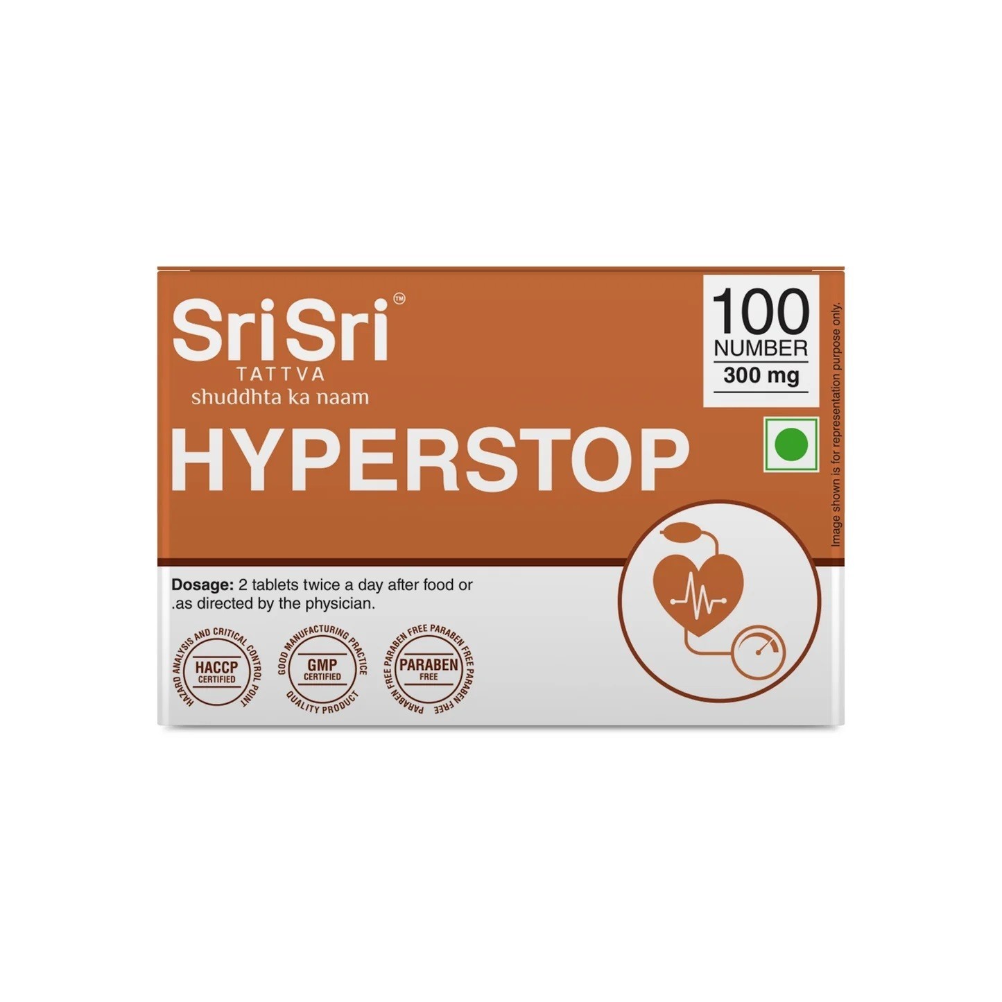 Sri Sri Tattva Hyperstop 100 Tablets | 300 mg for Heart Health & Well Being