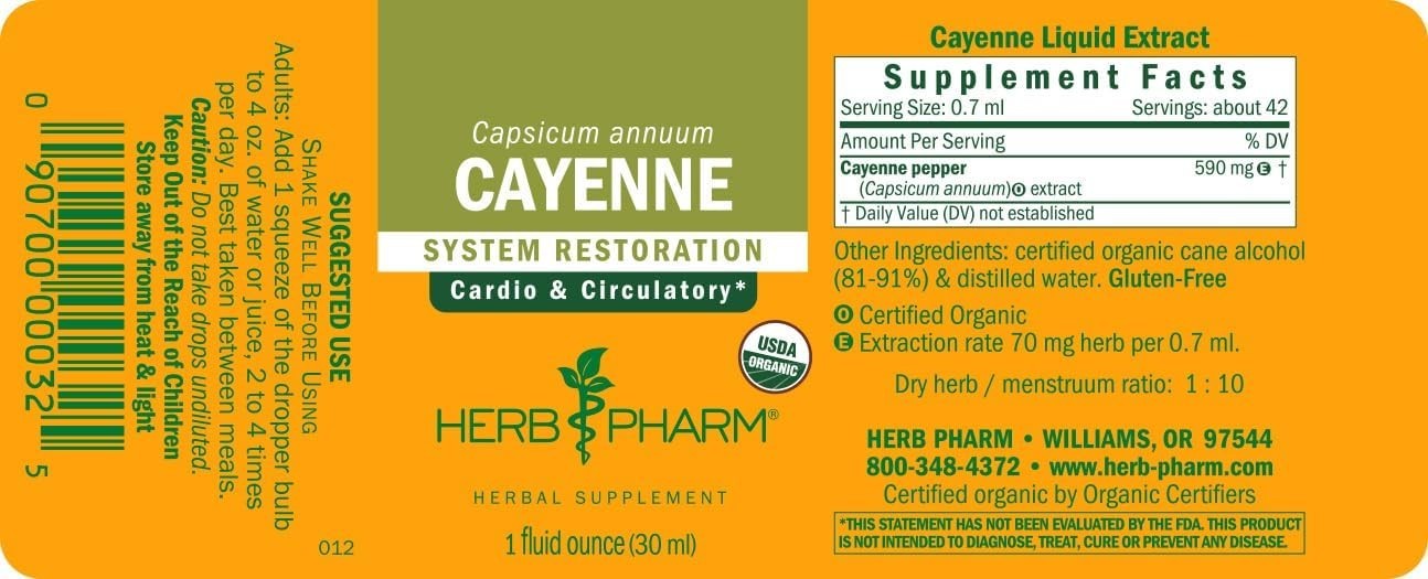 Certified Organic Cayenne Extract Drops for Cardiovascular and Circulatory Su…
