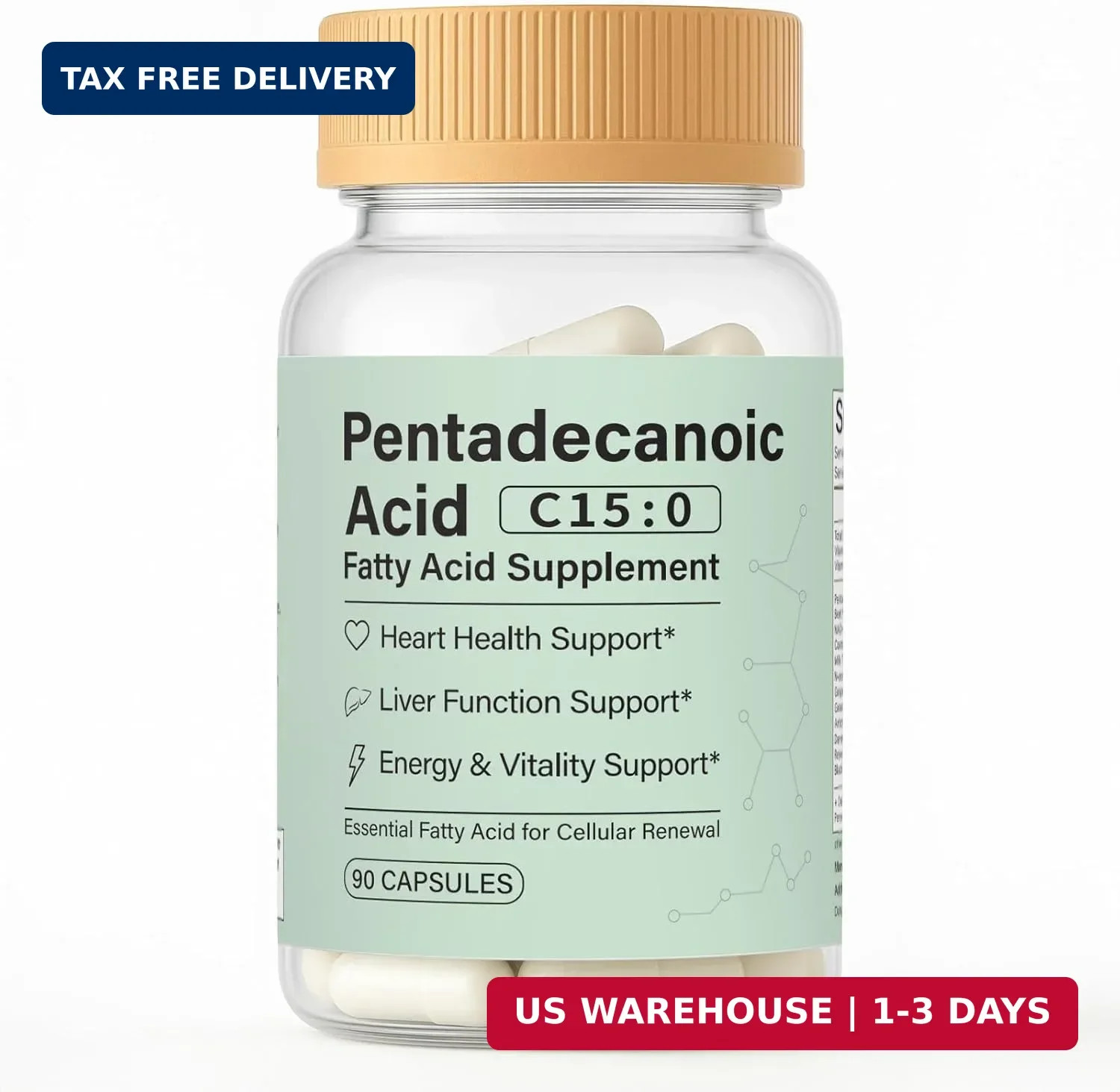 Pentadecanoic Acid, C15:0 Fatty Acid Supplement – 3X Omega 3 Fish Oil, Healthy A