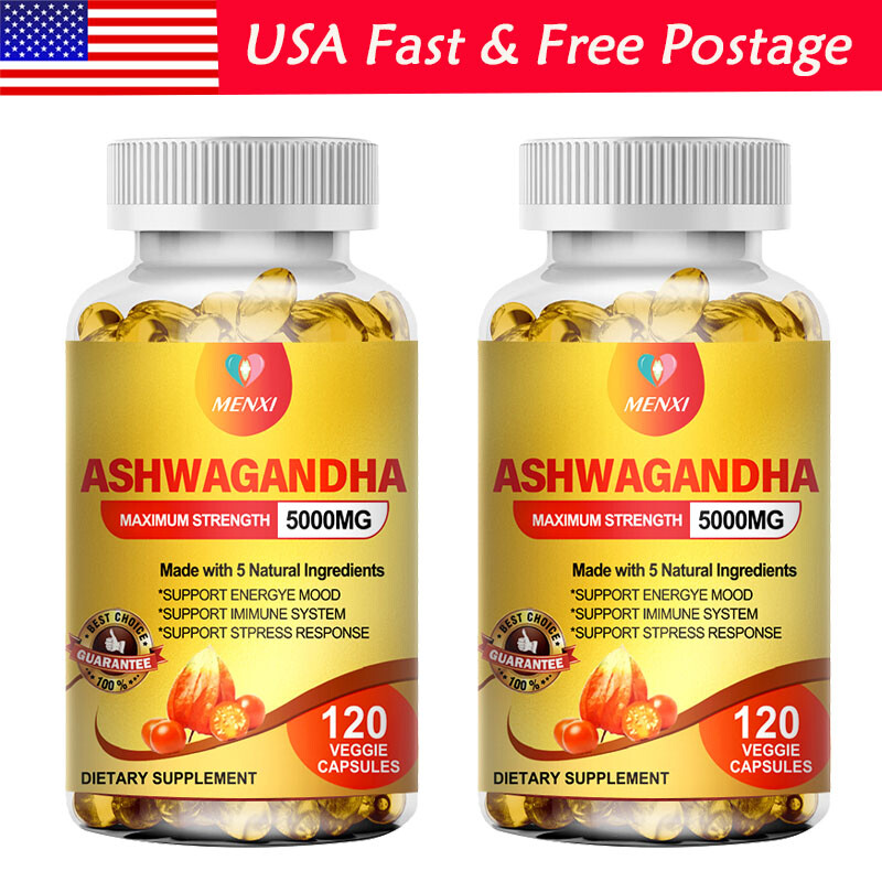 Ashwagandha Capsules – 240 Pills – 5000mg- Anxiety,Stress,Immune Support