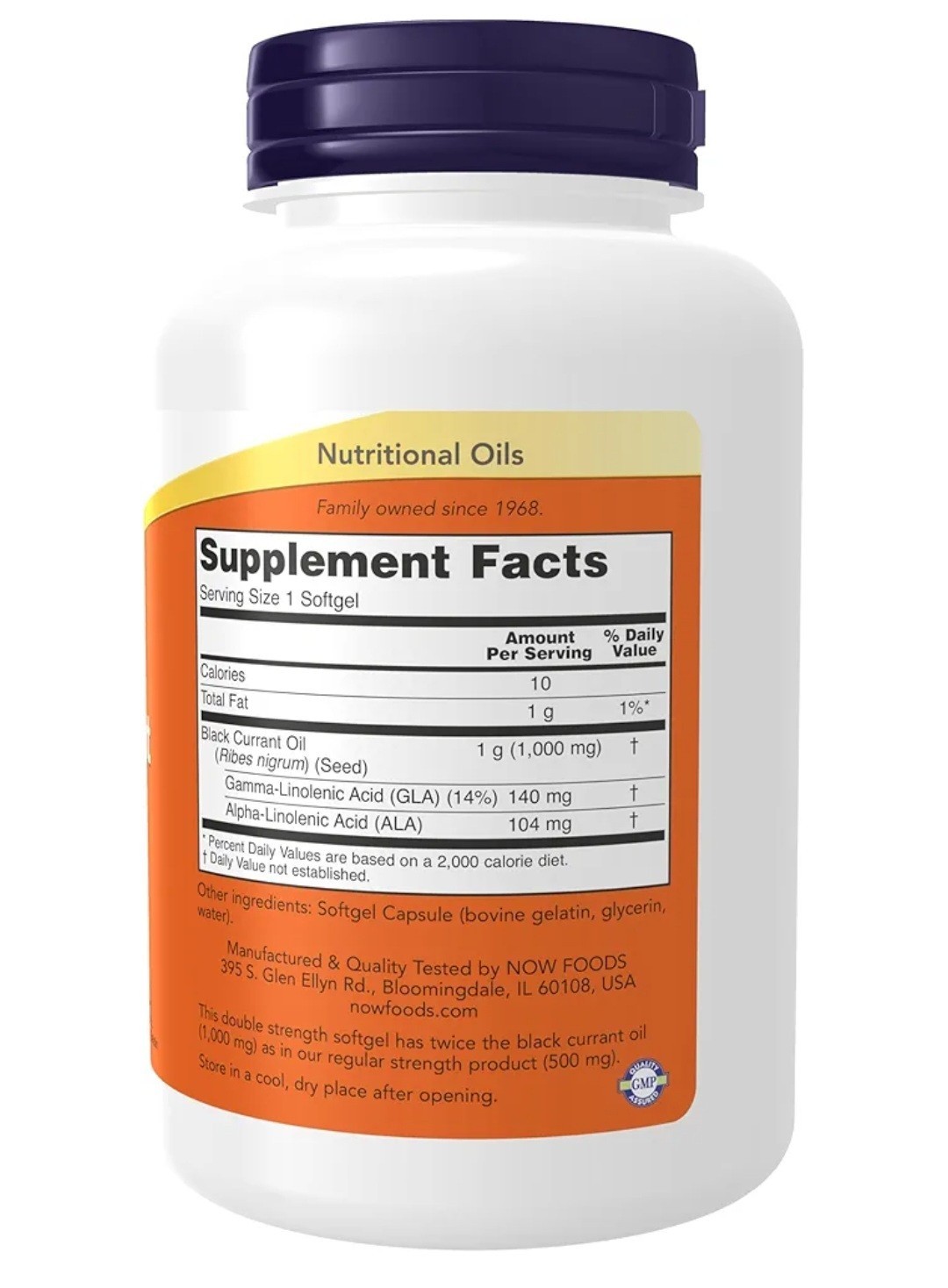 NOW FOODS Black Currant Oil Double Strength 1000 mg 100 Softgels