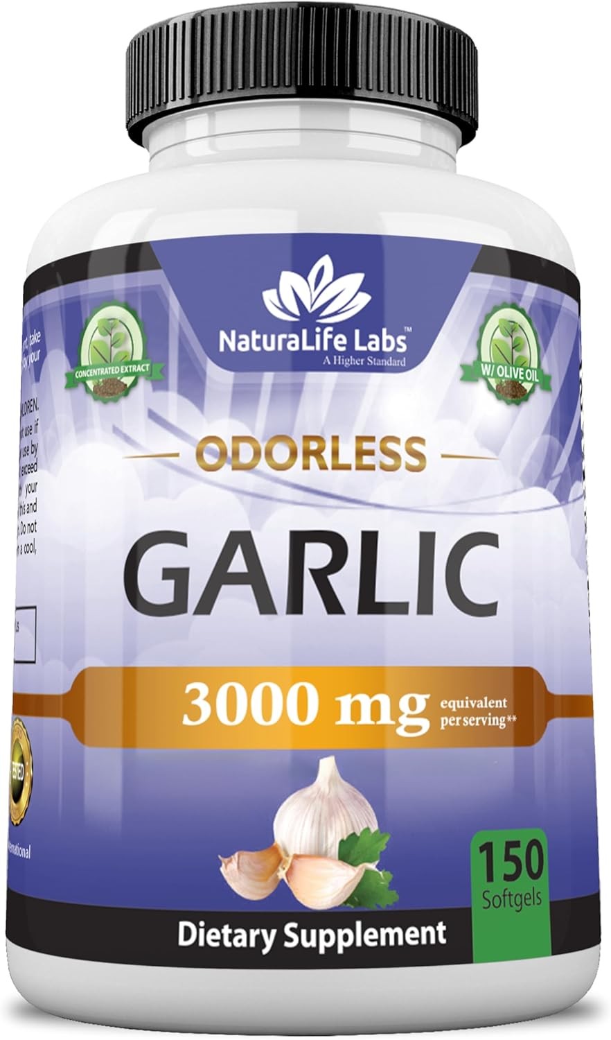 NaturaLife Labs Odorless Garlic – 3,000 mg Equivalent per Serving – 150…
