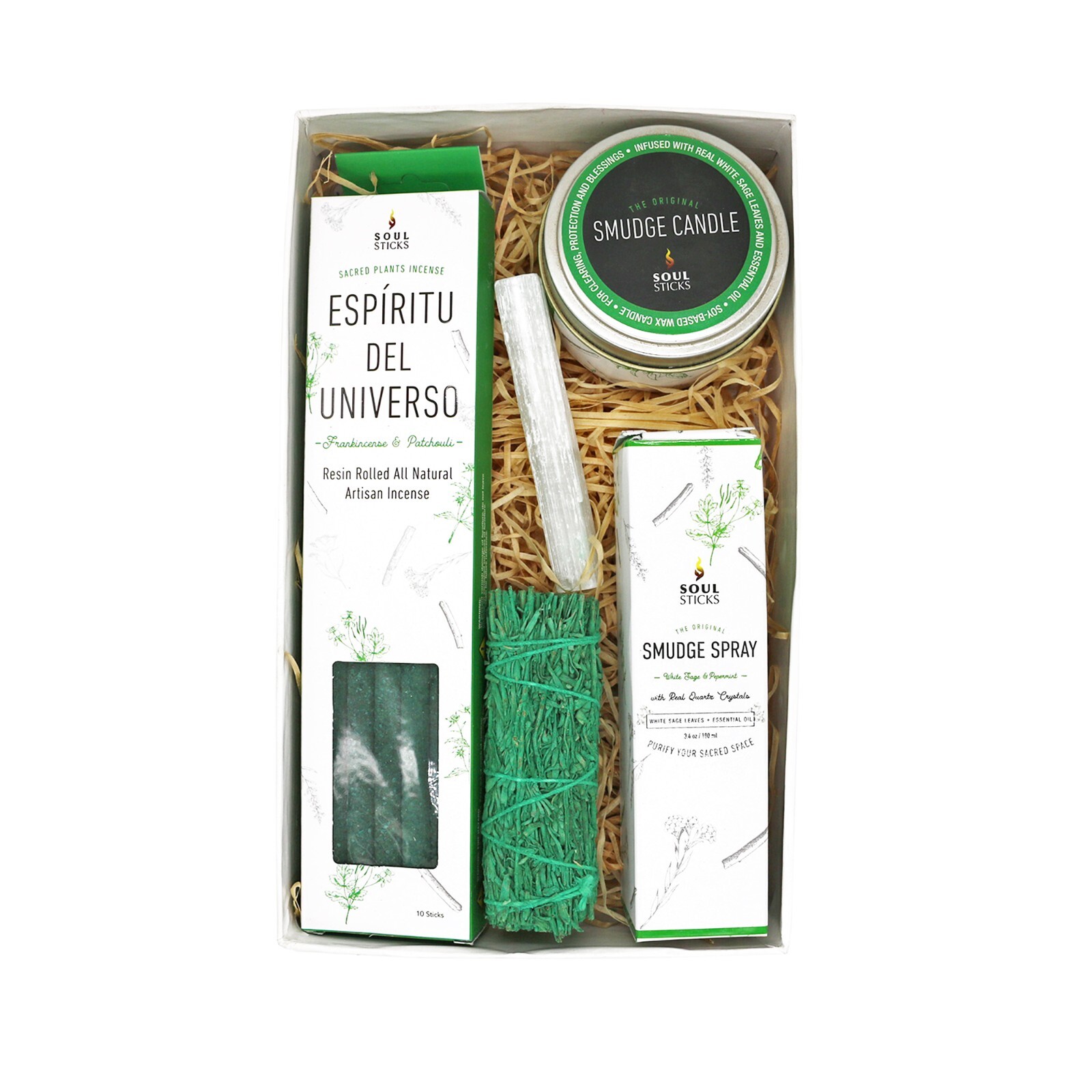 Soul Sticks Shaman Smudge Kit with Incense, Sage, Candle, Spray and Selenite