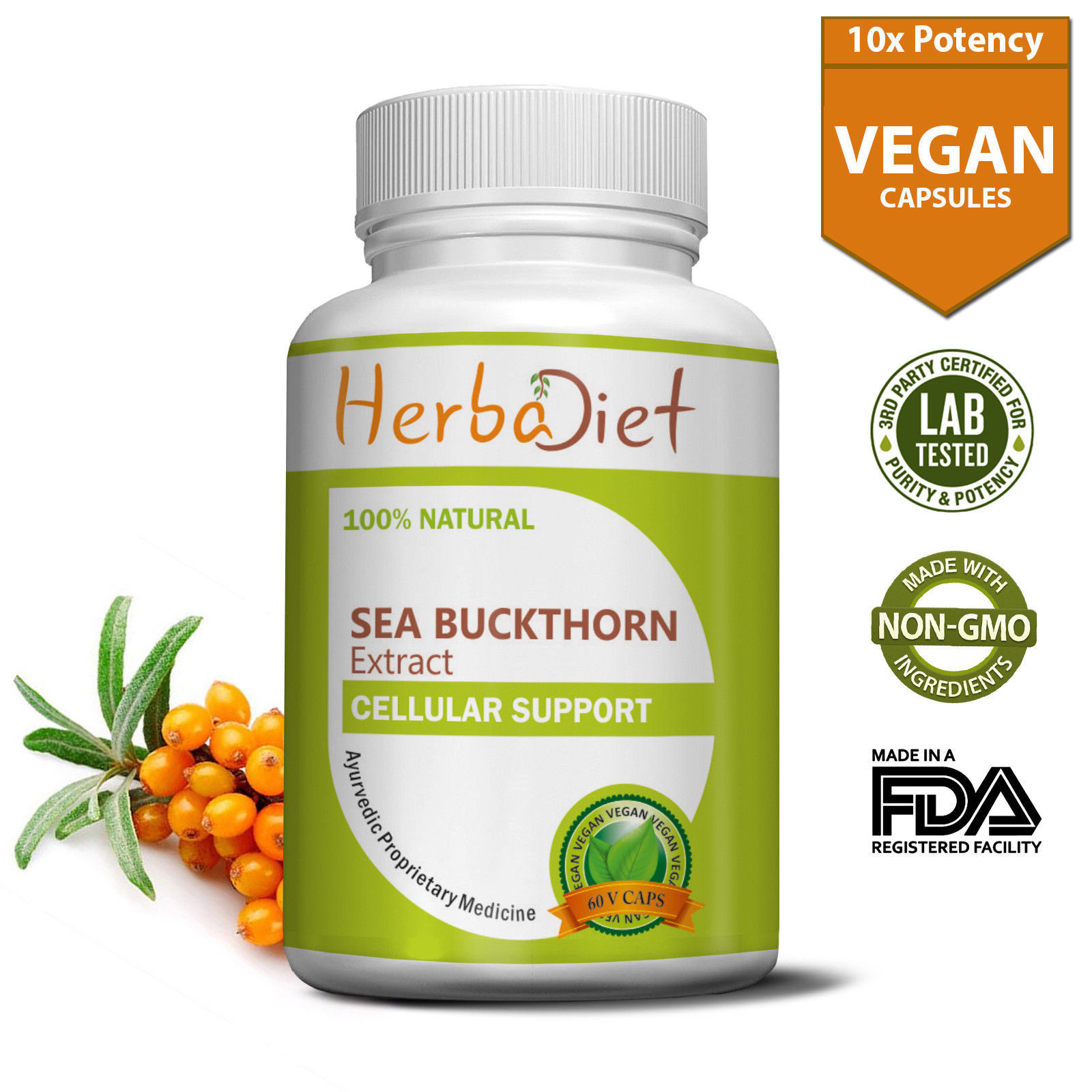 Sea Buckthorn Extract Veggie Capsules Free Radical Scavenger Natural Antioxidant