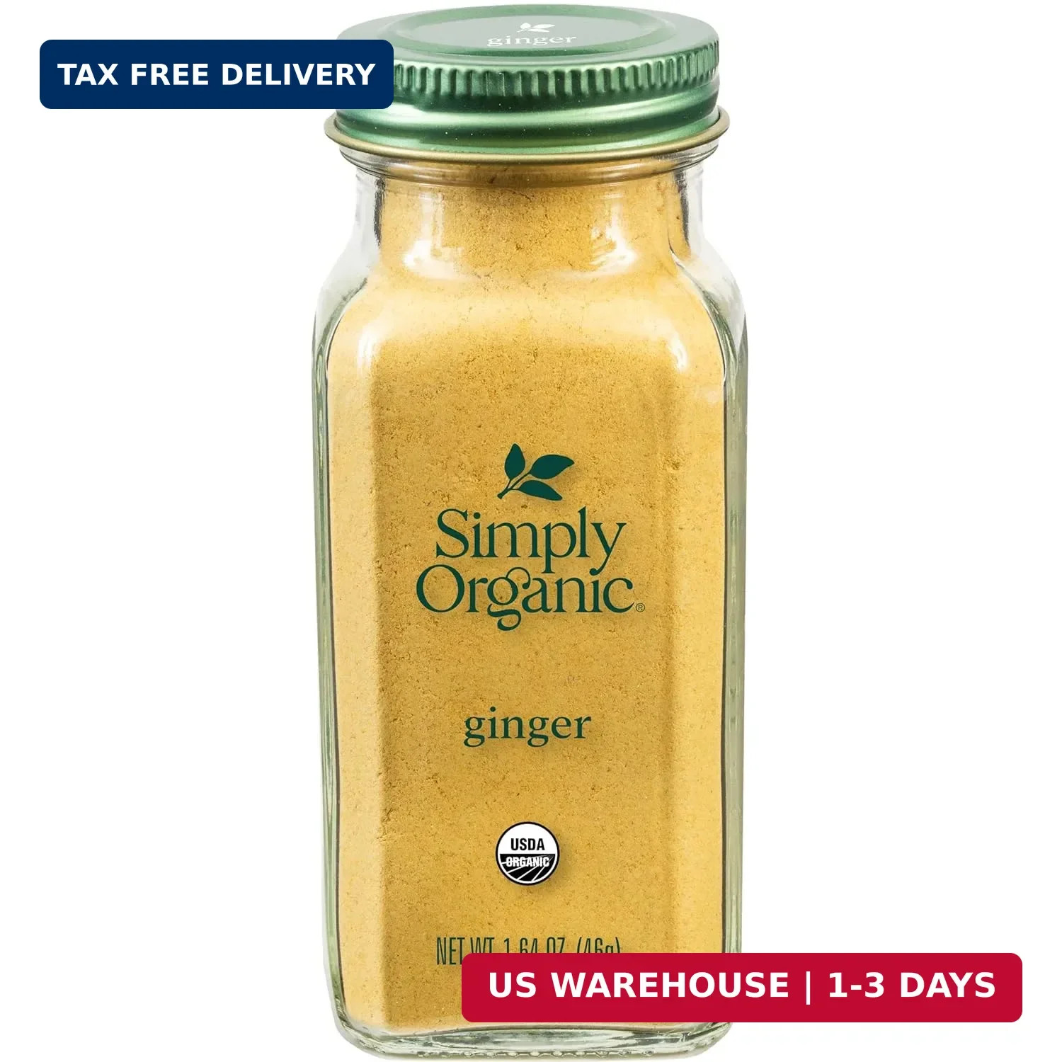 Simply Organic Ground Ginger Root, 1.64 Ounce, Non ETO, oz (Pack of 1)