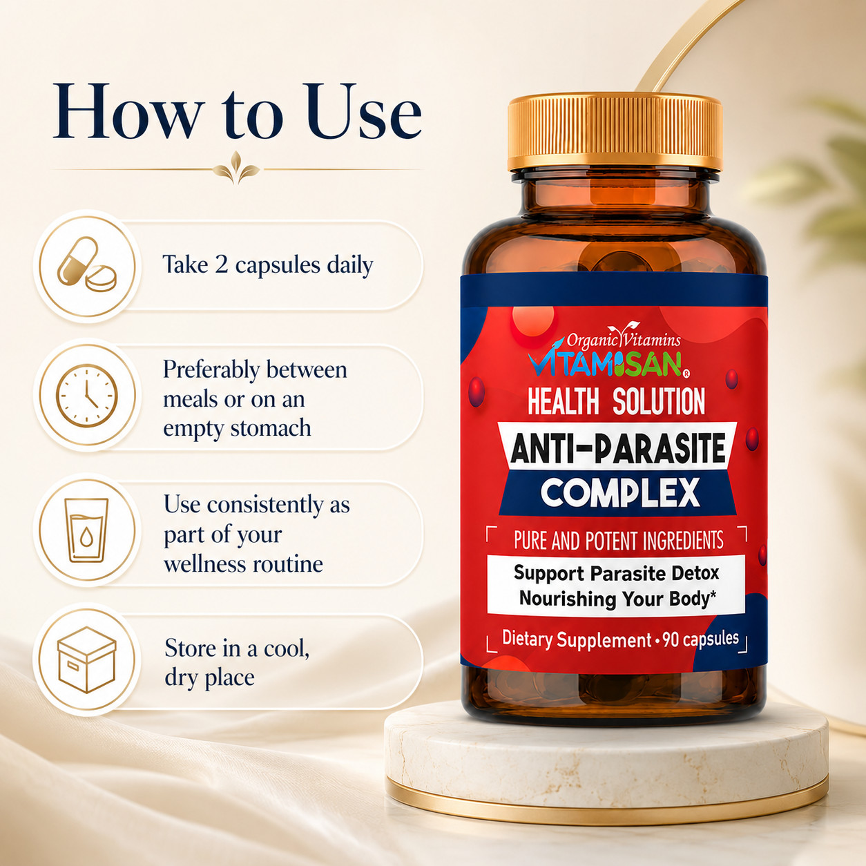 Wormwood Anti Parasite Complex 1500mg support intestinal Health Supplements 90