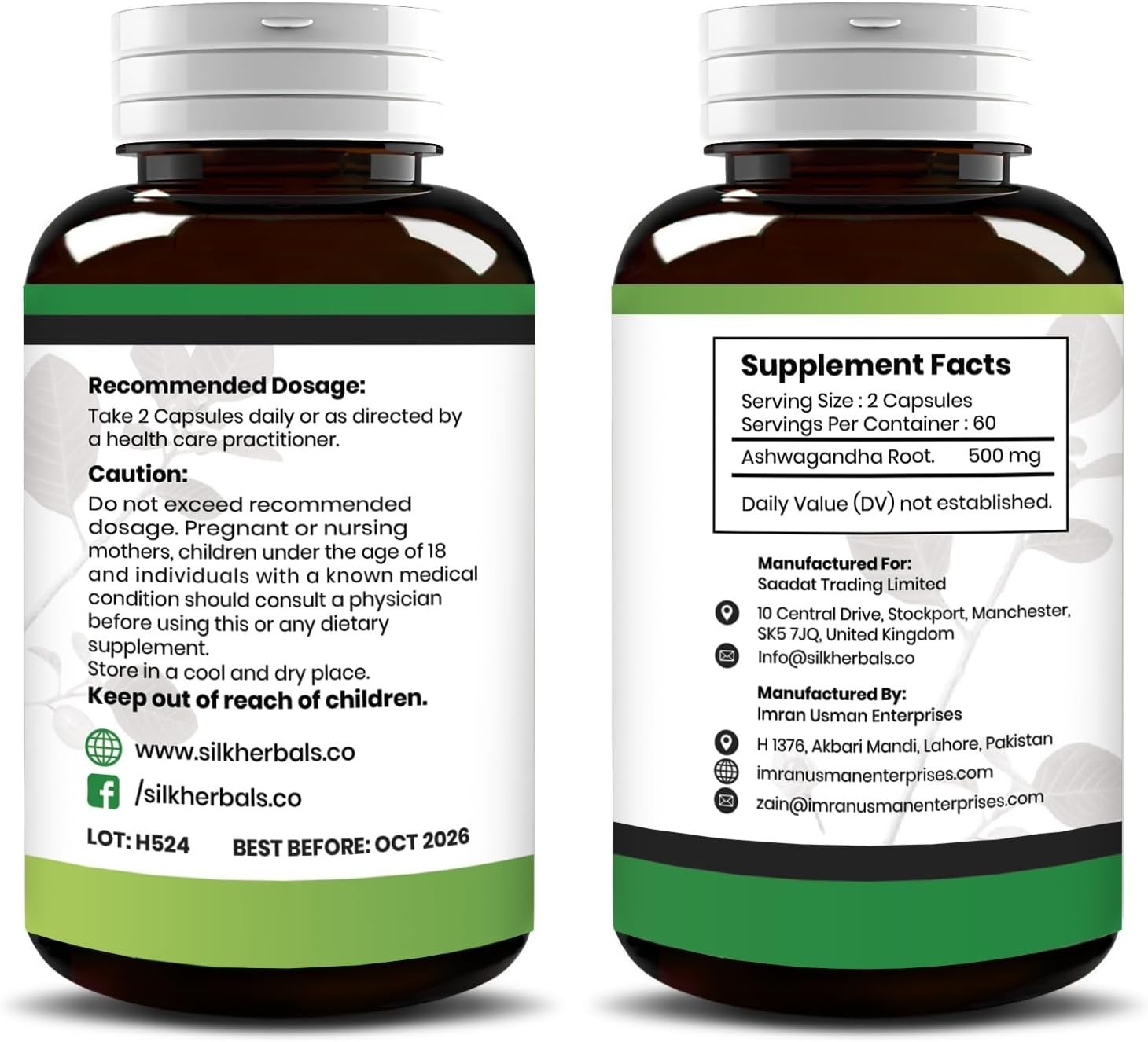 Ashwagandha Capsules | 500 mg | 120 Count | by Silk Herbals