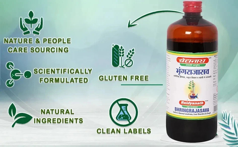 Baidyanath Bhringrajasava 450ml (Pack of 2x) Herbal Ayurvedic