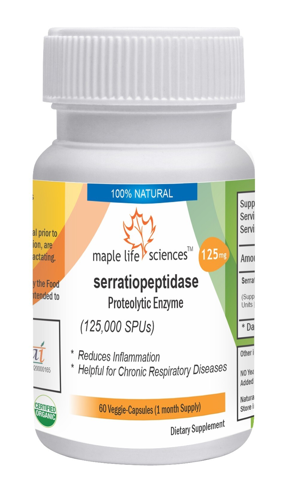 Serratiopeptidase Enzyme 125,000 SHUs High potency of Proteolytic Enzyme