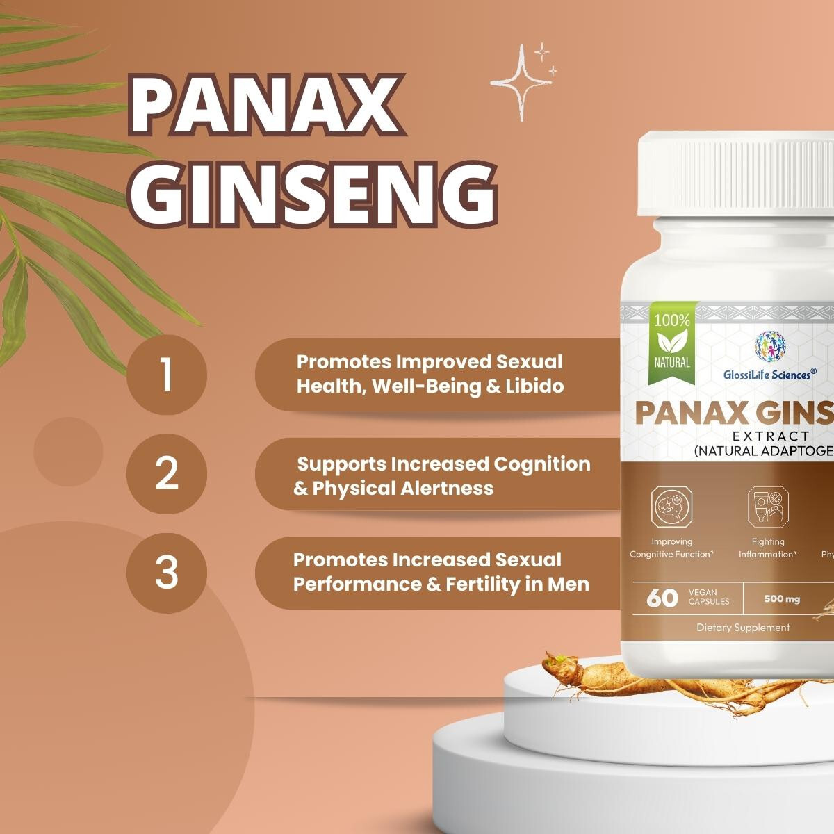 4 x 60 Korean Red Panax Ginseng Extract Root Ginsenosides 500mg Capsule