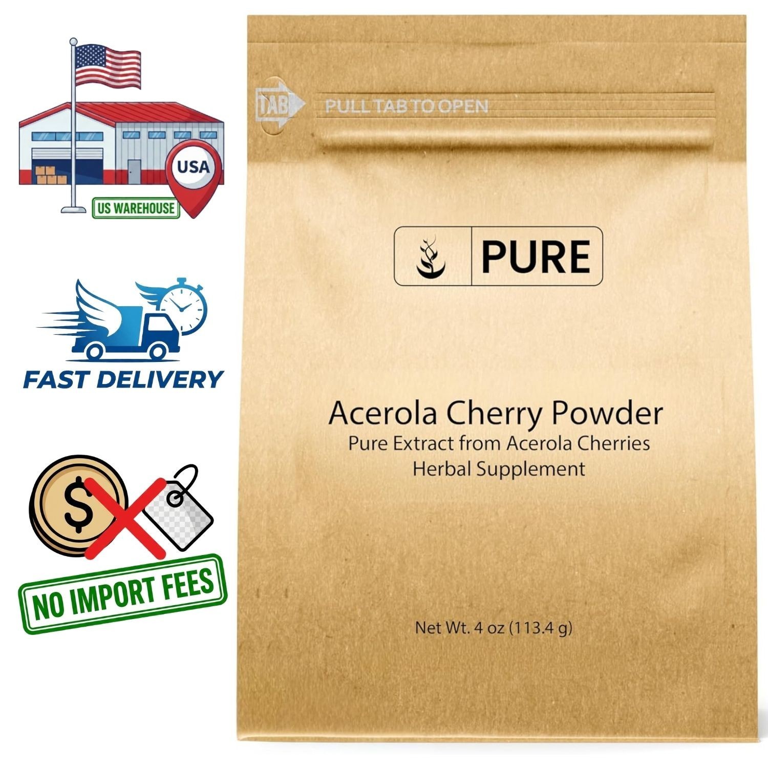 Polvo de Acerola 4 oz | Extracto de Fruta | Vitamina C Natural