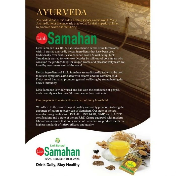 30 Sachets Box Link Samahan Ayurveda Herbal Drink Tea Bags with Box