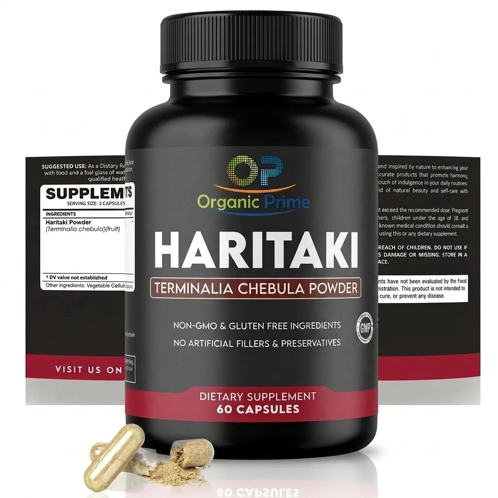 Organic Haritaki Terminalia Chebula Powder Bibhitaki Harad 1500mg 60 Capsules