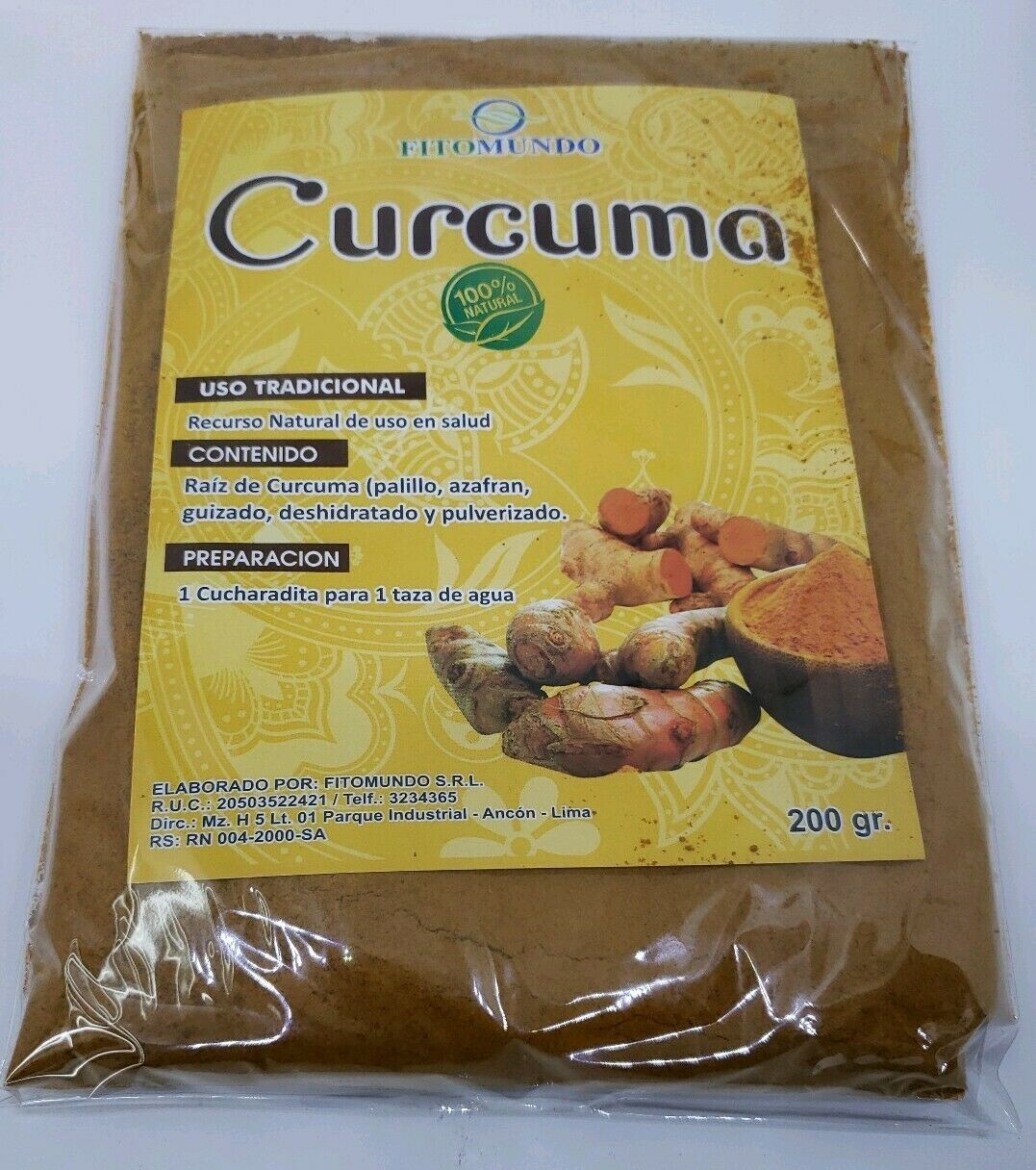 CURCUMA EN POLVO 200 GR 100 % NATURAL FROM PERU !!!!