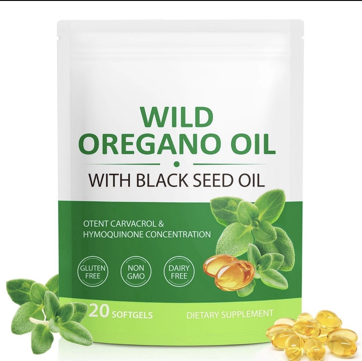 ✅ Oil of Oregano with Black Seed Oil 120pc, Wild Oregano Oil Capsules Organic ✅