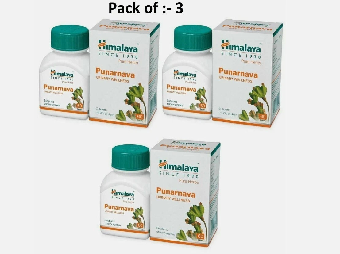 3 x Himalaya Punarnava 180 Tabs For Urinary Support 100% Herbal Exp 2027
