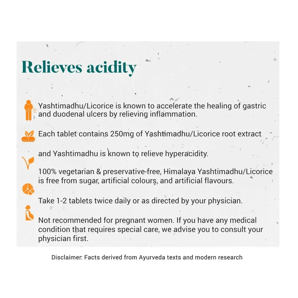 Yashtimadhu By Himalaya (600 Tab) a natural antacid & Gastric Wellness Free Ship