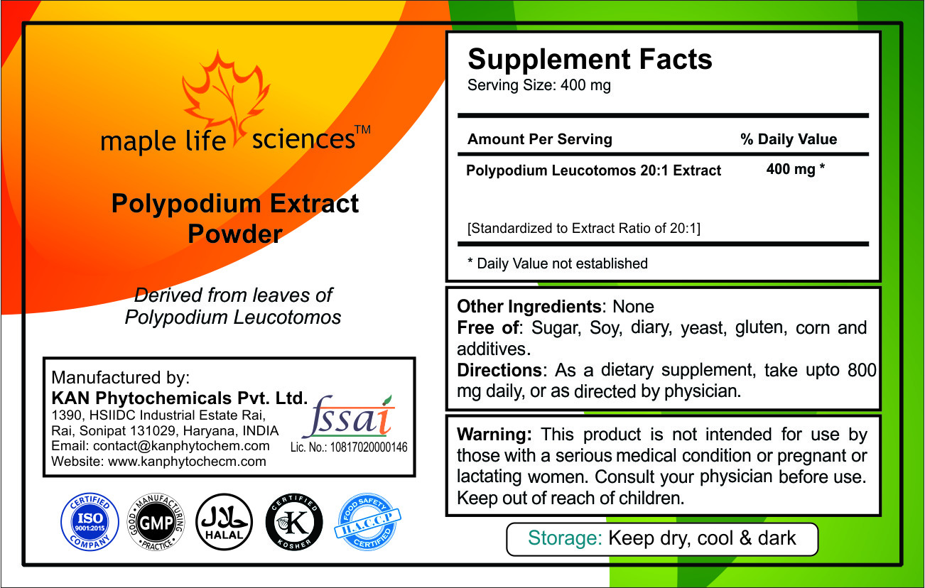 Polypodium Leucotomos 20:1 Extract Powder (PLE) Pure & High Quality