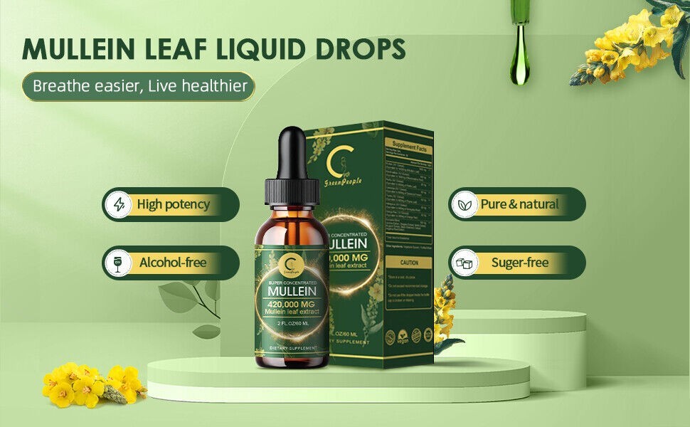 Mullein Drops Leaf Extract for Immune Support, Detox & Respiratory Support