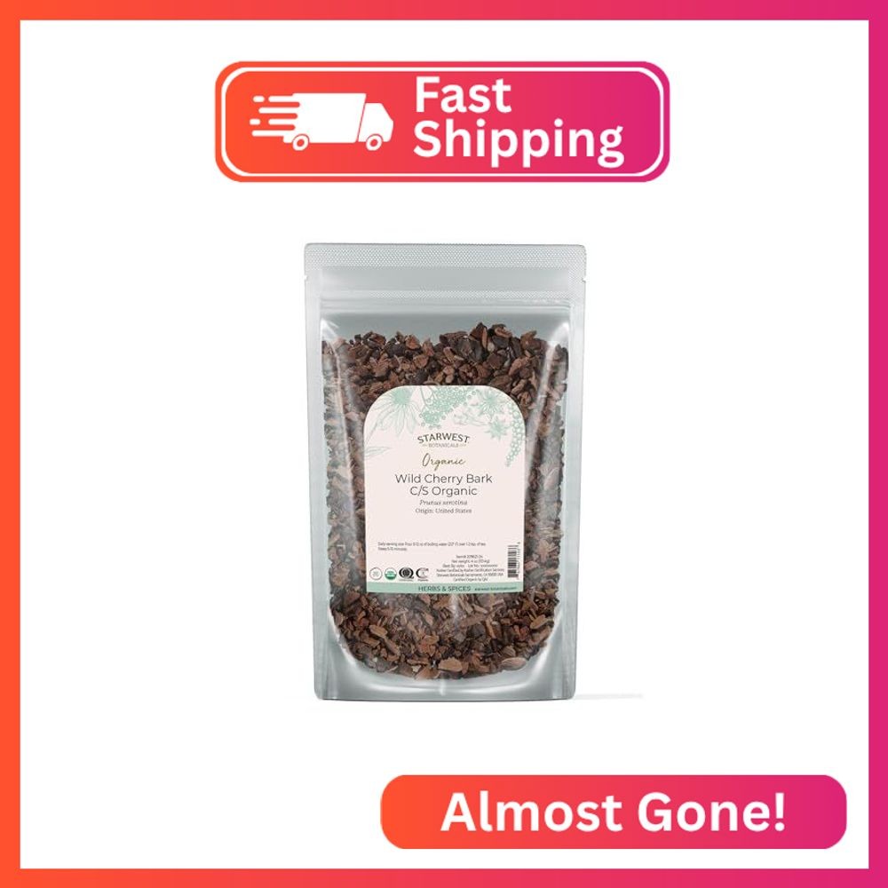Starwest Botanicals Wild Cherry Bark Organic – Dried Loose Leaf Herb for Tea, Sy