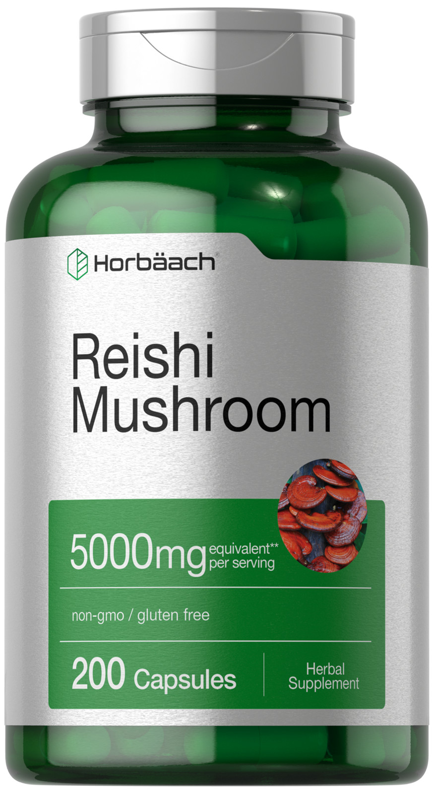 Reishi Mushroom Capsules 5000mg | 200 Count | Non-GMO, Gluten Free | by Horbaach