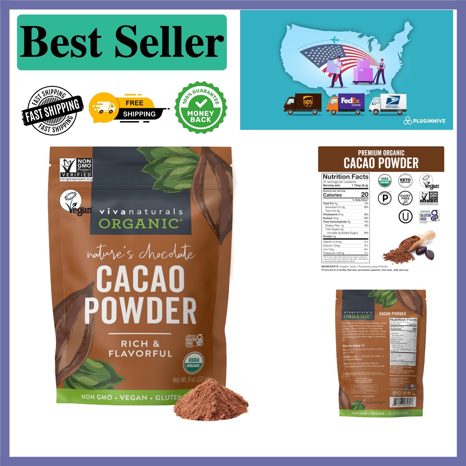 8 oz Pure Organic Cacao Powder – Unsweetened, Perfect for Guilt-Free Indulgence
