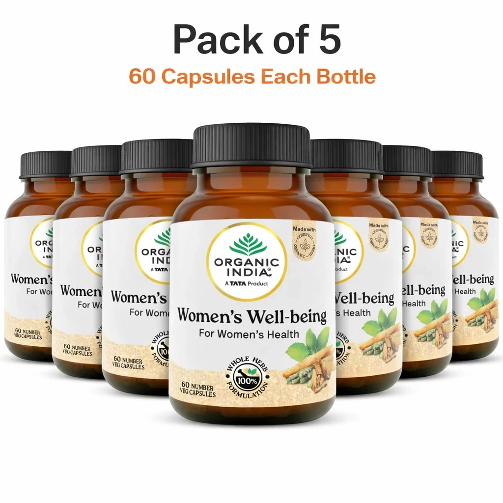 Organic India Women’s Well Being 60 Veg Capsules Ayurvedic Herbal 5 Pack