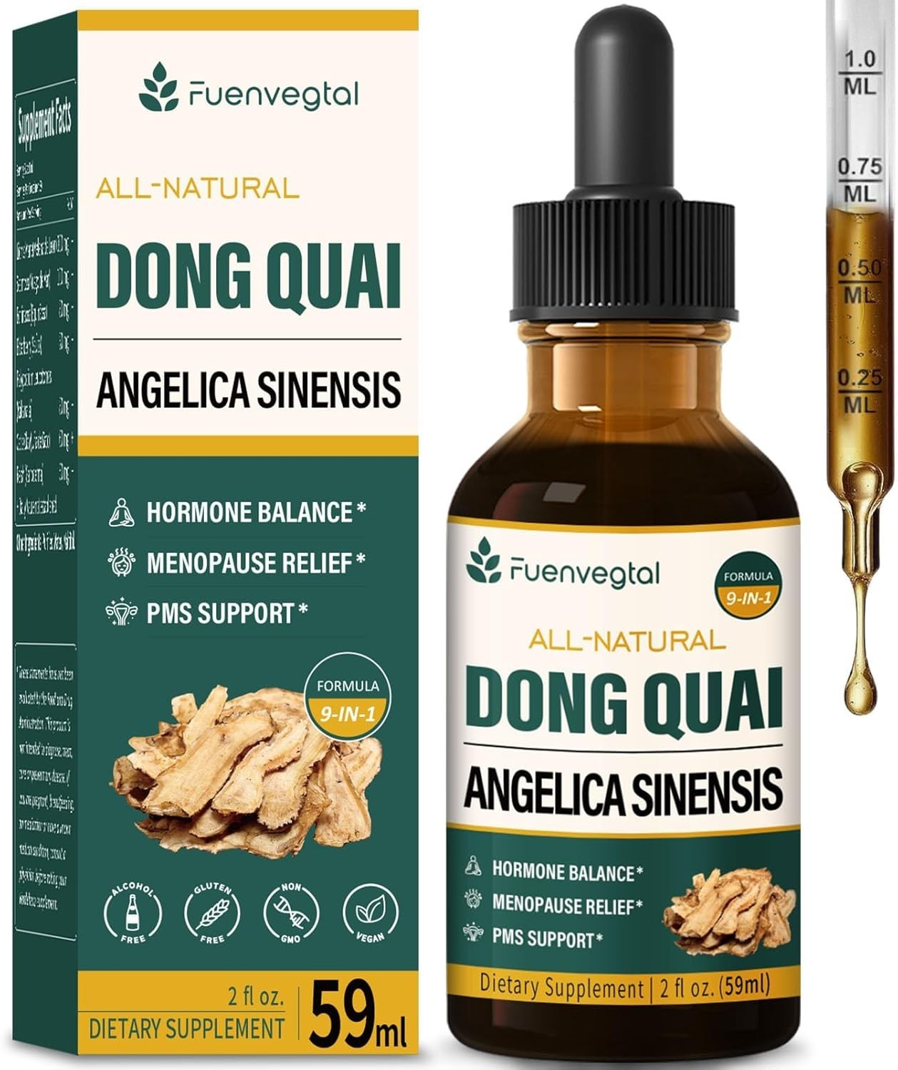Fuenvegtal 100% Pure Herbal Drops, Dong Quai Extract for Hormone Balance