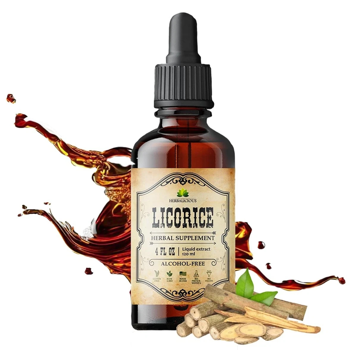 HERBALICIOUS Licorice Root Extract – Organic Licorice Root Liquid Supplement …