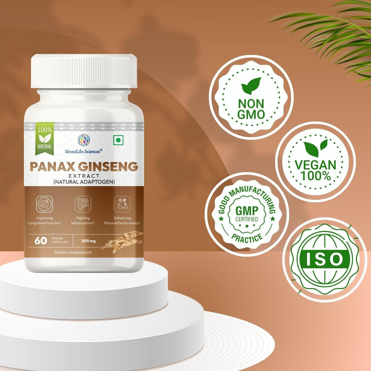 4 x 60 Korean Red Panax Ginseng Extract Root Ginsenosides 500mg Capsule