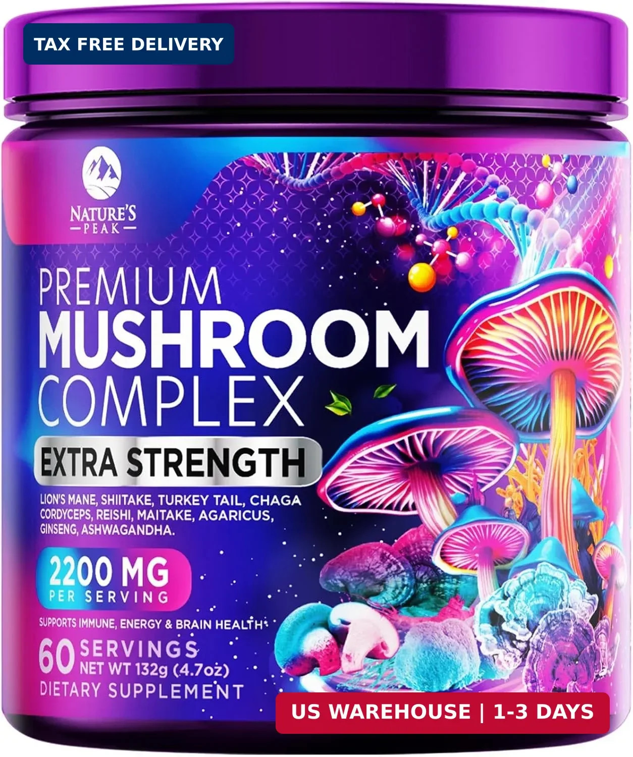 Mushroom Powder Supplement – 11-in-1 Blend – Organic Lions Mane, Reishi, Cordyce