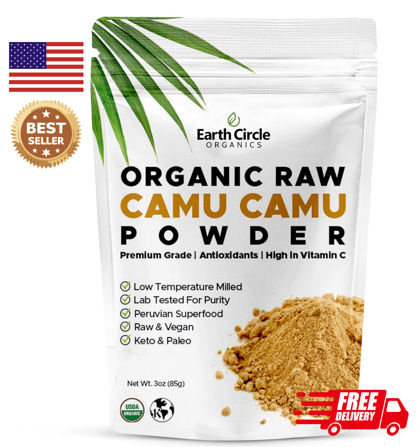 Organic Camu Camu Powder 3oz Non-GMO Freeze Dried Superfood Vitamin C Boost