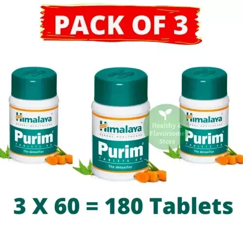 3 x Himalaya Purim 180 Tablets for Detoxification and Skin Disorders
