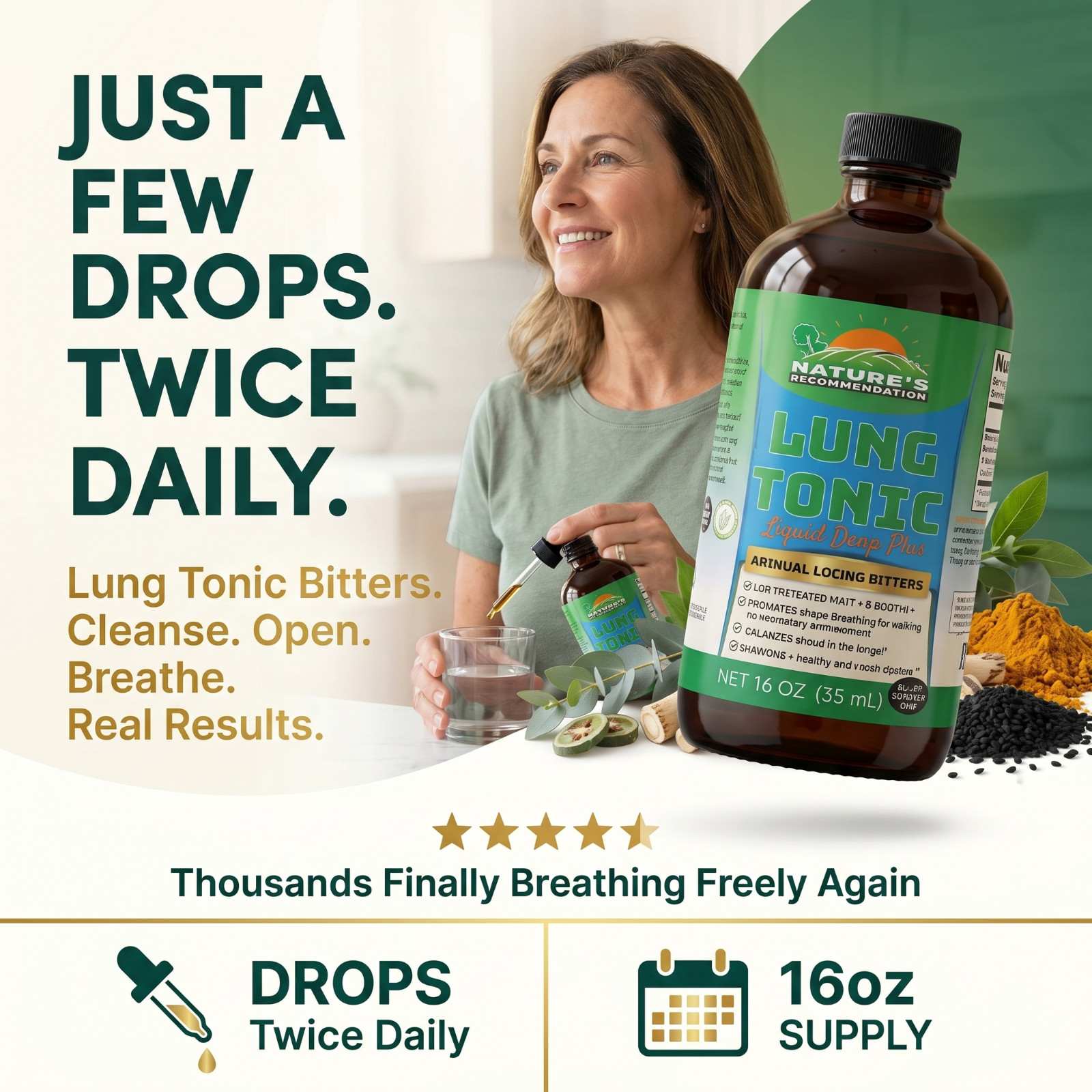 LUNGS BITTERS – Natural Herbal Tonic Respiratory Support Mucus Relief 16oz 2 pc